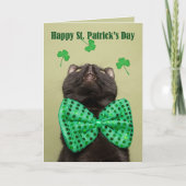 Happy St. Patrick's For Anyone Day Cat in Bow Tie シーズンカード (正面)