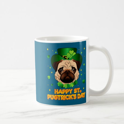 Happy St Patricks Pugtricks Day Irish Pug Leprecha コーヒーマグカップ (右)