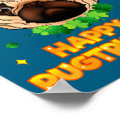 Happy St Patricks Pugtricks Day Irish Pug Leprecha ポスター (角)