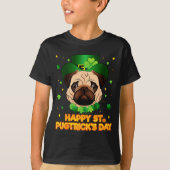 Happy St Patricks Pugtricks Day Irish Pug Leprecha Tシャツ (正面)