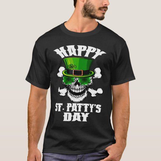 Happy St Patty's Day St Patricks Sugar Skull Lepre Tシャツ (正面)