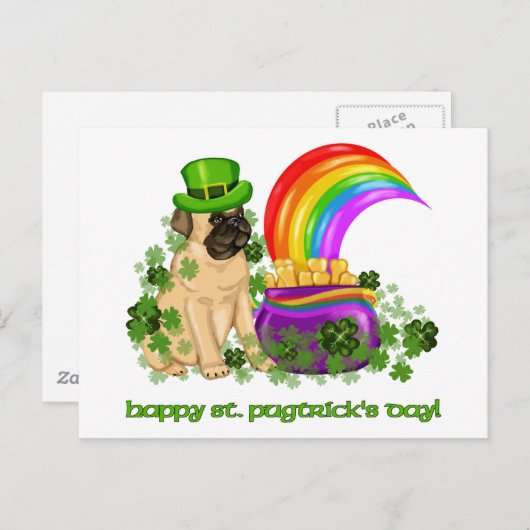 Happy St. Pugtrick's Day Tees and Gives ポストカード (正面/裏面)