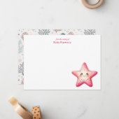 Happy Starfish Underwater Custom Name Nursery  ノートカード (正面/裏面インサイチュ)