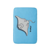 Happy stingray fish cartoon illustration バスマット (正面縦)