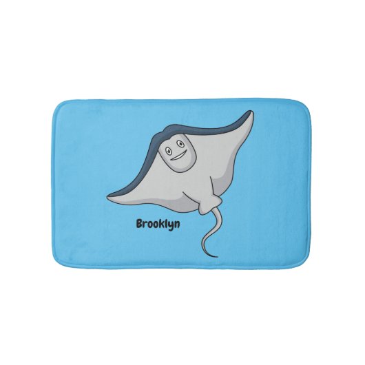 Happy stingray fish cartoon illustration バスマット (正面)