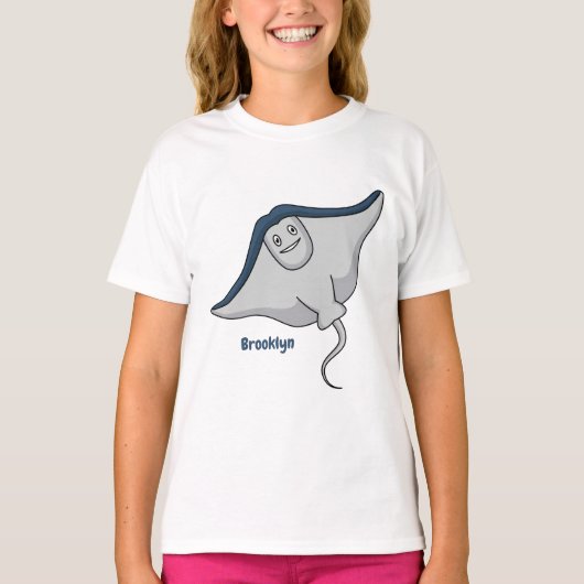 Happy stingray fish cartoon illustration tシャツ (正面)