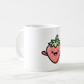Happy Strawberry – Cute Kawaii Illustration コーヒーマグカップ (正面左)