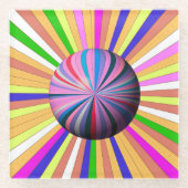 Happy Stripes with Center Sphere ガラスコースター (正面)