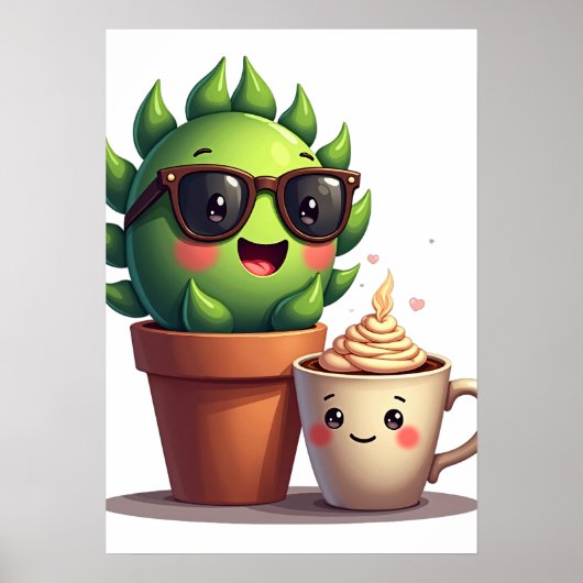 Happy Succulent Plant Parent Kawaii Sticker Mug ポスター (正面)