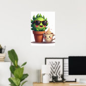 Happy Succulent Plant Parent Kawaii Sticker Mug ポスター (ホームオフィス)