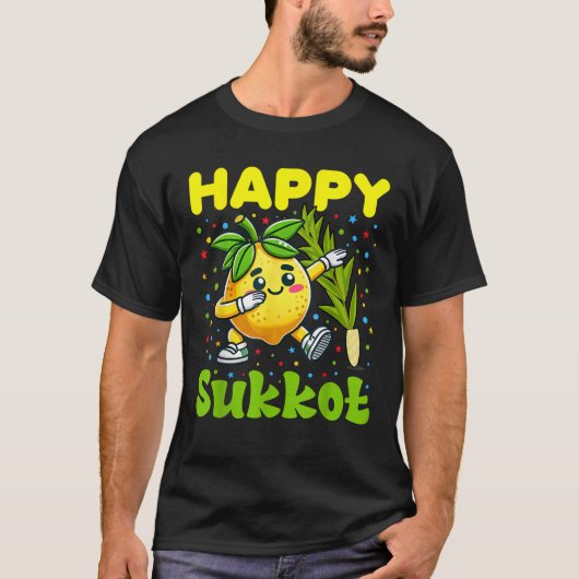 Happy SUKKOT Jewish holiday Lulav and Etrog Dabbin Tシャツ (正面)