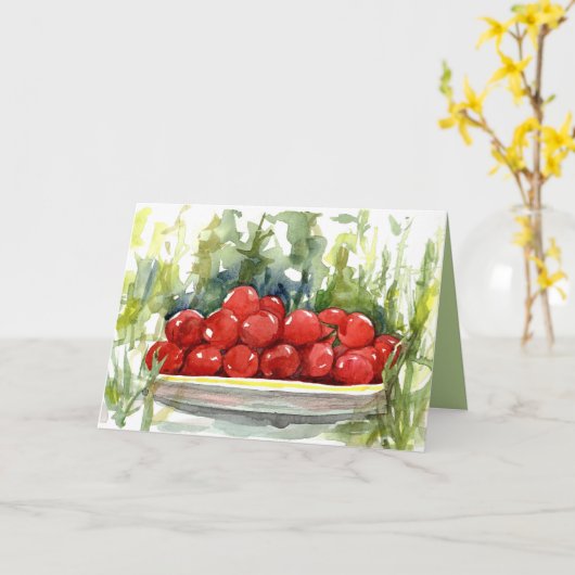 Happy Summer Cherry Tomatoes Garden Vegetable  カード (黄色い花)