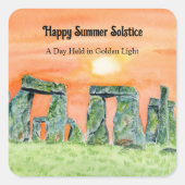 Happy Summer Solstice Stonehenge スクエアシール (正面)