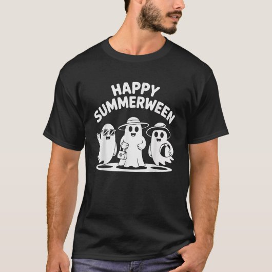 Happy Summerween Ghosts Vibes Fun Halloween Tシャツ (正面)