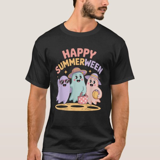 Happy Summerween Ghosts Vibes Fun Halloween  Tシャツ (正面)