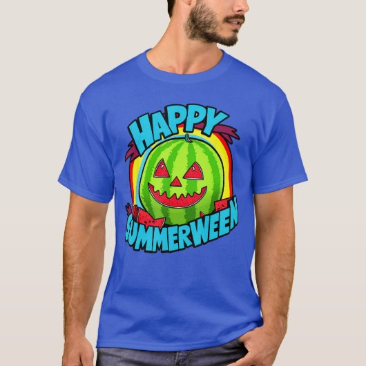 Happy Summerween Summer Watermelon Jackolantern Ha Tシャツ (正面)