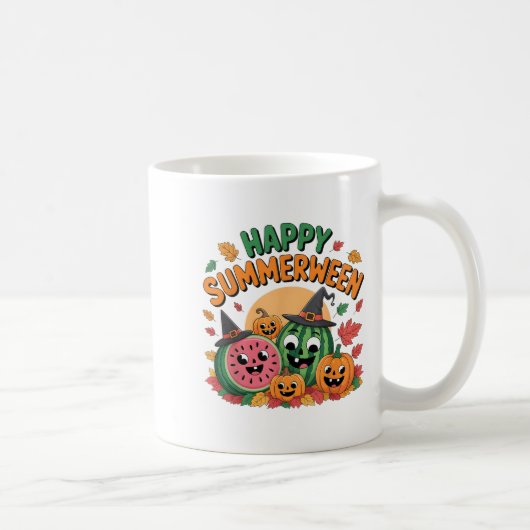 Happy Summerween Watermelon Jack-o-lantern Humor S コーヒーマグカップ (右)