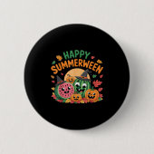Happy Summerween Watermelon Jack-o-lantern Humor S 缶バッジ (正面)