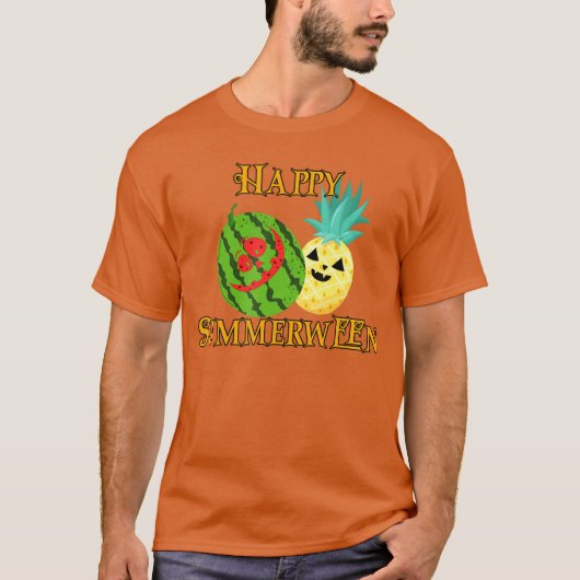 Happy Summerween Watermelon Summer Pineapple Hallo Tシャツ (正面)