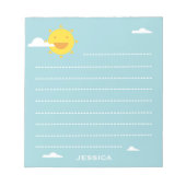 Happy Sun and Clouds Cute Lined Personalised ノートパッド (正面)