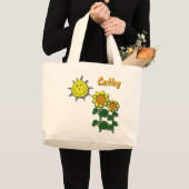 Happy Sun and Sunflowers ラージトートバッグ (正面(商品))