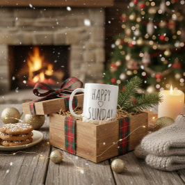 'Happy Sunday' 穏やかな朝の日曜日の恋人たちへの平和 コーヒーマグカップ