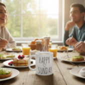 'Happy Sunday' 穏やかな朝の日曜日の恋人たちへの平和 コーヒーマグカップ