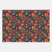 Happy Sunflowers Vector: Black Backgroundデザイン ラッピングペーパーシート (正面2)