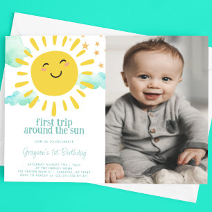 Happy Sunshine 1st Birthdayパーティー写真 招待状