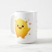 Happy Sunshine Monster Kids Mug — Cheerful Yellow コーヒーマグカップ (正面左)