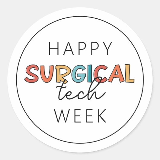 Happy Surgical Tech Week ラウンドシール (正面)