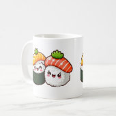 Happy Sushi -おもしろいかわいいフードアート コーヒーマグカップ (正面左)