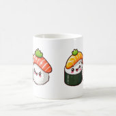 Happy Sushi -おもしろいかわいいフードアート コーヒーマグカップ (中央)