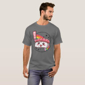 Happy Sushi Rainbow Retro Japan Style Otaku Vaporw Tシャツ (正面フル)