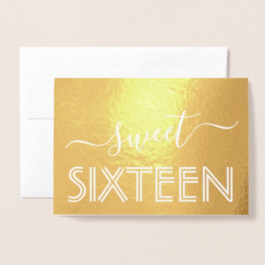 Happy Sweet 16誕生日スモダンクリプト金ゴールド実在 箔カード (封筒付き正面)
