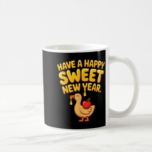 Happy Sweet New Year Goose Cookie Rosh Hashanah  コーヒーマグカップ (右)