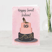 Happy Sweet Sixteen Fashionable Cake カード (正面)