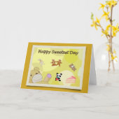 Happy Sweetest Day Teddy Bears カード (黄色い花)