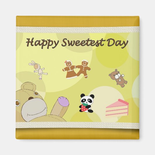 Happy Sweetest Day Teddy Bears マグネット (正面)