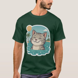 Happy Swimming Cat – Ocean Summer Sticker Tシャツ