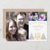 Happy Tan メリー 3モダン Photo Collage シーズンカード (正面/裏面)