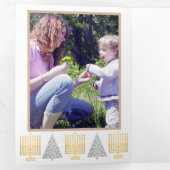 Happy Tan Interfaithメリー 3枚エレガント写真 三つ折りクリスマスカード (内部最初)