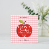 Happy Teacher Appreciation Card | 赤いりんごとピンクのギンガムチェ (スタンド正面)
