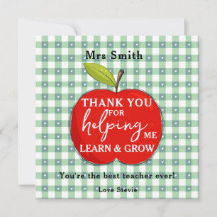 Happy Teacher Appreciation Card 赤いりんごとピンクのギンガムチェ シーズンカード