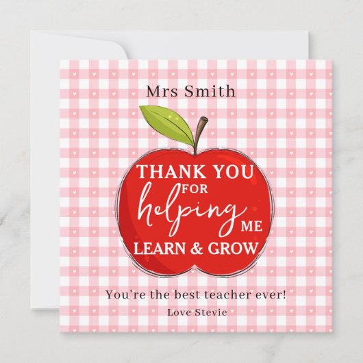 Happy Teacher Appreciation Card | Red Apple Pink  シーズンカード (正面)
