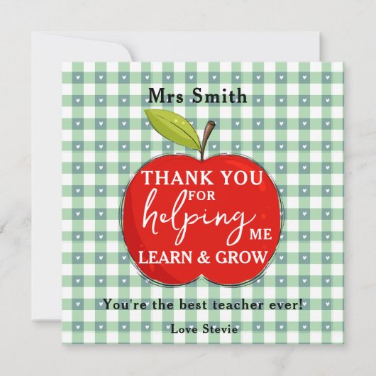 Happy Teacher Appreciation Card | Red Apple Pink  シーズンカード (正面)
