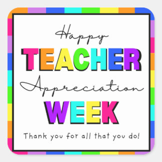 Happy Teacher Appreciation Week Rainbow Preschool  スクエアシール