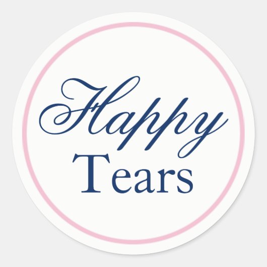 "Happy Tears"のステッ結婚ク – 赤面ピンク/ネイビー ラウンドシール (正面)