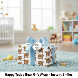 Happy Teddy Bearギフトラップ – インスタントスマイル ラッピングペーパーシート