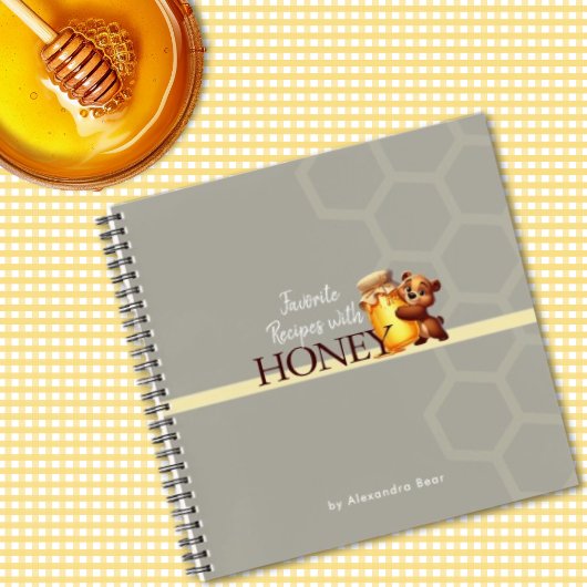 Happy Teddy Bear Honey Jar Honeycomb Recipes  ノートブック